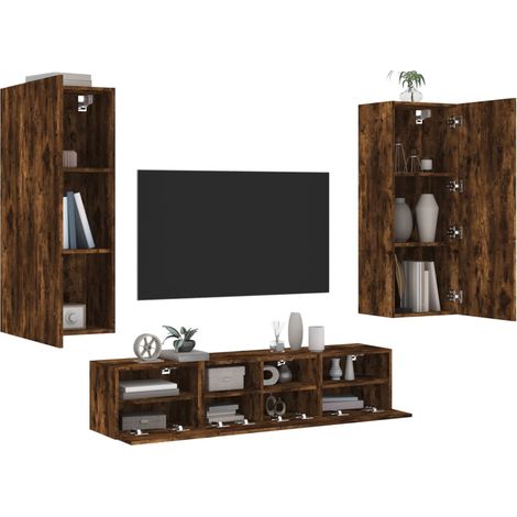 5-tlg. Wohnwand Räuchereiche Holzwerkstoff