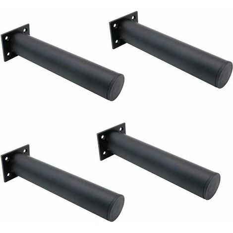 Ensemble de 4 pieds de meubles réglables noir mat , en alliage d'aluminium 38x200 mm, pieds de meuble TV pour table basse d'armoire, pied de support pour canapé de meuble