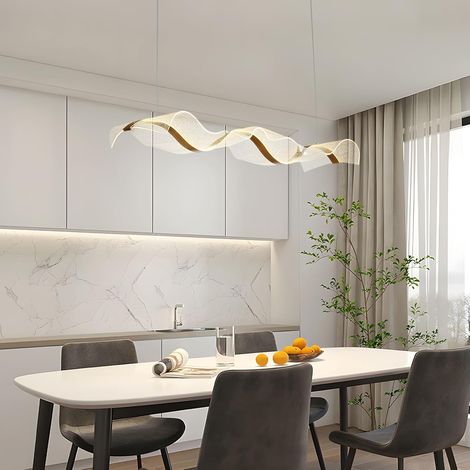 1 Lustre LED, Suspension moderne, Hauteur réglable, Aluminium doré, Salle à manger (1/5)