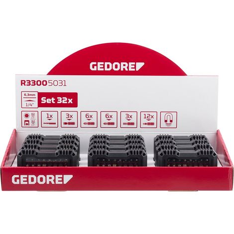 GEDORE red R33009032 Display 12xBit-Box 1/4" SL+PH+PZ+TX 32-teilig (1/4)