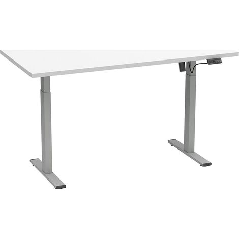 LonaE Schreibtisch elektrische Höhenverstellfunktion 140x80x71-120cm weiß, silberfarben.