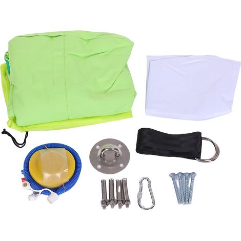 Balancelle pod enfants avec kit suspension – Hamac coussin gonflable intérieur extérieur coton vert citron (1/4)