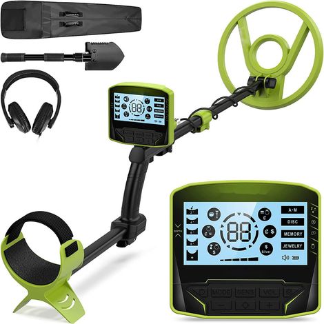 Metal detector professionale per adulti con modalità di localizzazione e memoria, 5 modalità con bobina impermeabile da 25 cm, maggiore precisione per il rilevamento dell'oro, schermo LCD più grande