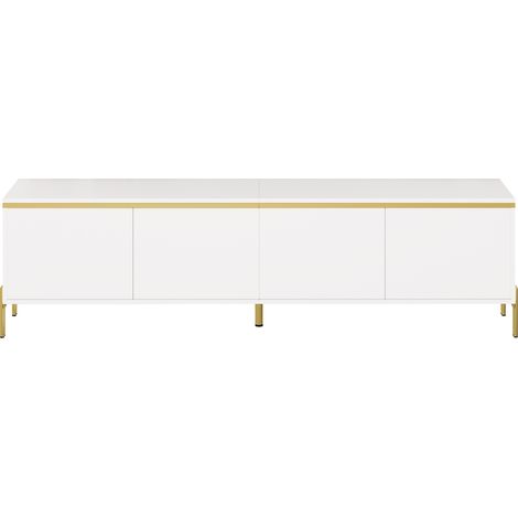 Mobile TV bianco lucido con 4 ante e passacavi 170 x 38 x 50 cm (1/5)