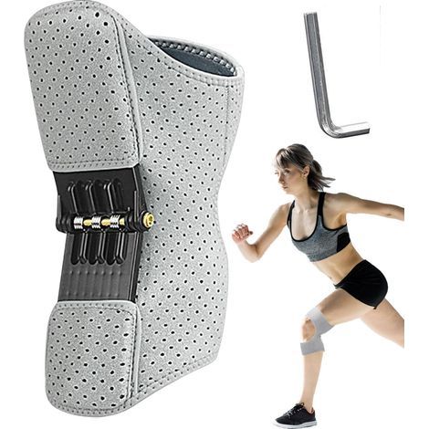 Genouillère - Genouillère chargée à ressort respirant réglable - Rembourrage stabilisateur pour genou avec genouillère chargée à ressort pour randonnée, cyclisme, tennis