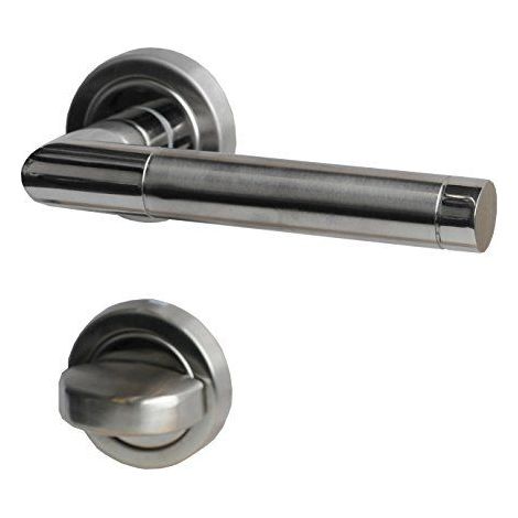 Alpertec Poignee de porte de toilette en acier inoxydable 28020130AZ, rosettes bicolores pour portes de salle de bain, poignee de porte, poignees de porte... pour portes de salle de bain