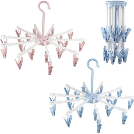 2 Pcs Étendoir à Chaussettes Pliable avec 40 Pinces Rotatif Antidérapant (1/5)