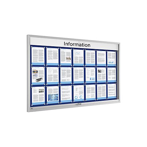 Schaar Design Bacheca con anta scorrevole per 21 UNI A4 blu (1/2)