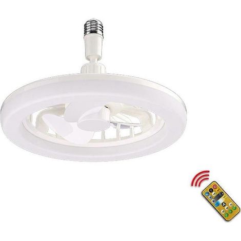 Ventilateur de plafond avec éclairage E27, support de lampe 30 W, télécommande, éclairage LED d\'intérieur