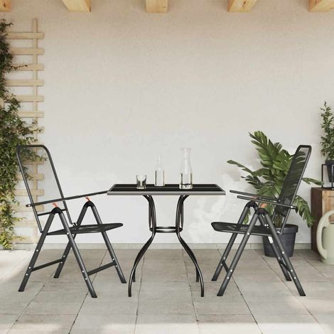 vidaXL Juego de comedor de jardín 3 pzas malla metálica gris antracita (1/5)