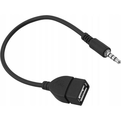 AUX-Adapter, Mini-Klinkenstecker 3,5 mm, USB-A-Adapter, Schwarz, Laden und Datenübertragung (1/2)
