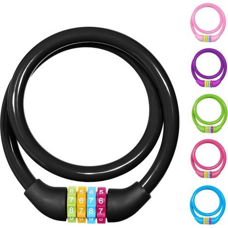 65 cm Fahrradschloss, Diebstahlsicherung mit 4-stelligem Smart-Code für Fahrräder, Roller, Motorräder und Mountainbikes – Schwarz (1/5)