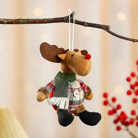 Boule de Noël en tissu à carreaux tridimensionnel, pendentif de Noël, décorations de Noël, ornements de sapin de Noël, cerf (1/3)