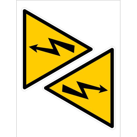Etiquettes Danger Electrique planches autocollants différents formats NF ISO 7010 (C1544). Panneau danger électricité - Planche de 2 adhésifs 125x110 mm