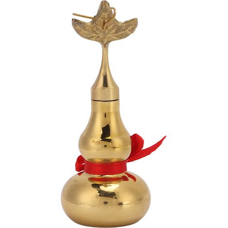 Statuette Porte-Bonheur en Laiton 7cm - Gourde Miniature, Idée Cadeau Bureau Élégant (1/5)