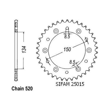 Couronne Kawasaki 125/250 Kx 1983-2007 - 520 - 48 Dents - Similaire JTR460