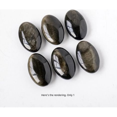 Gemme de Cristal Naturel Obsidienne DoréE, Jouet de Pouce en Pierre de Palmier, Compresse Chaude, Artisanat de GuéRison, Santé (1/5)