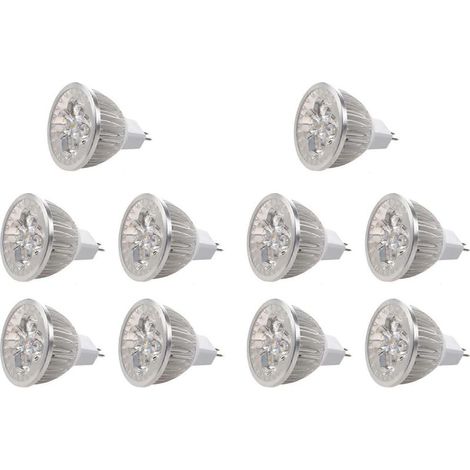 lot de 10 ampoules led gu53 mr16 12v blanc chaud 4 x 1w (1/4)