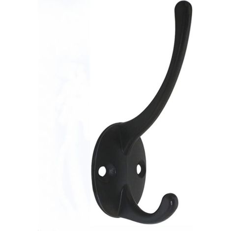 5 Pack Double Coat Hooks Hardware Black Wall Mounted Hanging Hook Heavy Duty for Towel, Bag, Cap, Scarf, Hat, Key (1/5)