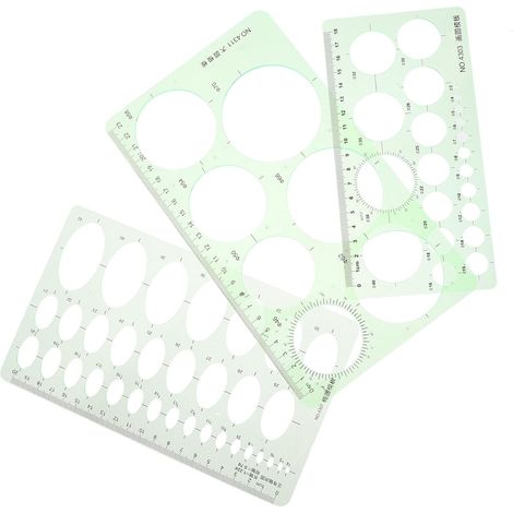 Gabarit de dessin géométrique Healeved, règle mesure, 3 pièces (1/5)