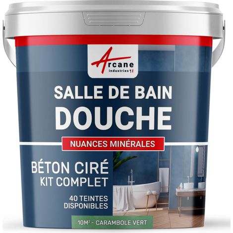 BETON CIRÉ: Kit BETONBESCHICHTUNG | KUNSTHARZ-BETON Badezimmer begehbare Dusche - Wasserdichte Beschichtung - Sternfrucht-Grün - kit 10 m2 (2 couches)