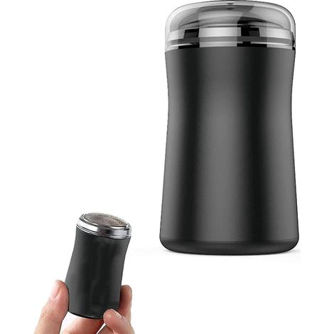 Mini-Shave Tragbarer Elektrorasierer, Abwaschbarer Mini-Shave Elektrorasierer, Herren-Taschenrasierer mit Rotationsfunktion – Schwarz