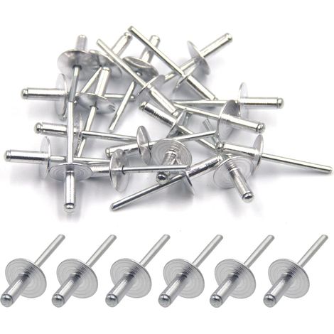 50 Stück Aluminium-Blindnieten mit großem Flansch, 4,8 mm x 12 mm, 50 Stück (Silber)