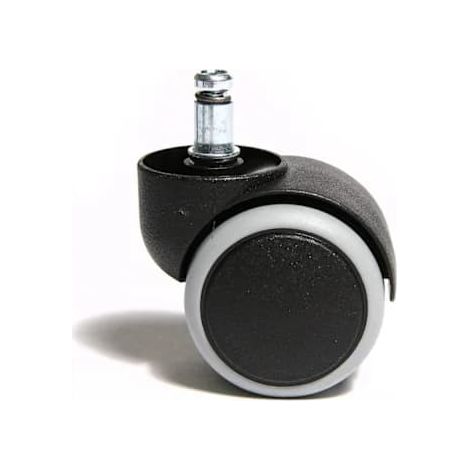 Lot de 5 roulettes pour chaise de bureau, pour sols durs, noires, axe de 10 mm, diamètre 50 mm (1/4)