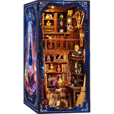 Serre-livres miniature en bois à monter soi-même, Maison des potions magiques, Puzzle 3D en bois, Modèle à assembler à la main (1/5)
