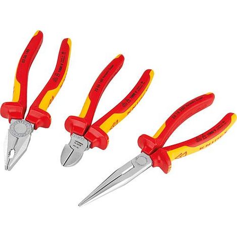 Knipex – Kit de 3 pinces – Pince coupante diagonale 160mm – Pince à becs demi-ronds 180mm – Pince universelle 200mm – Acier au chrome vanadium (1/4)