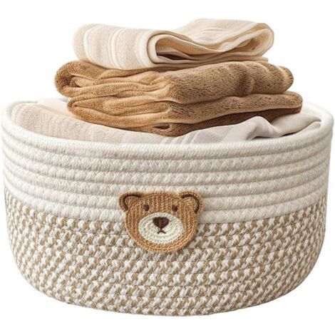 Bardusch-Panier tressé en coton, 25x18 cm, pour table à langer, salle de bain, cuisine ou organisation bébé (1/4)