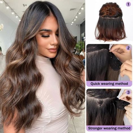 Extension Cheveux Clip In 50 Cm Fibre Synthetique Haute Temperature Lisse Noir Femme Usage Quotidien 1 Piece