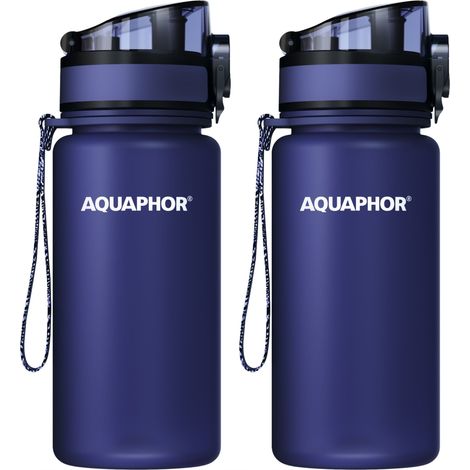 Aquaphor City 350ml 2x Marineblaue Flasche mit Filtereinsatz für Kinder (1/5)