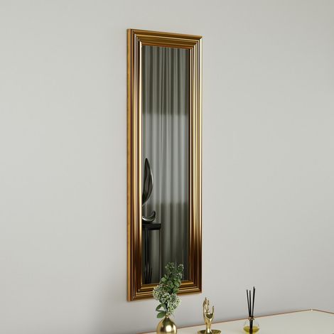 Espejo Vestigne, Forma Rectangular, Tipo de Pared, Estructura Transparente, 30x90h cm oro (1/4)