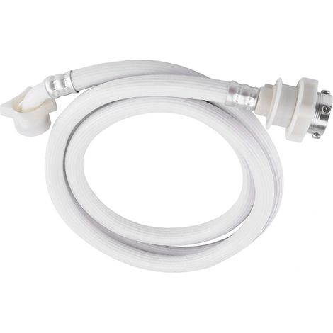 Ortviai Tuyau d’arrivée d’eau pour lave-linge – 2 m, blanc, PVC renforcé, raccords universels (1/4)
