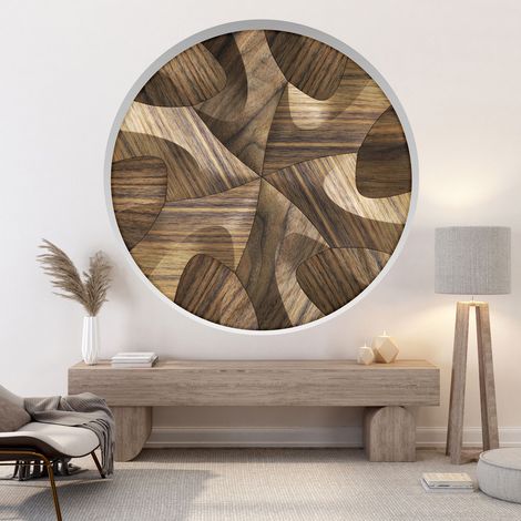 Stickers Trompe l'oeil Arche ronde - Bois Design - Diamètre 30 cm (1/4)