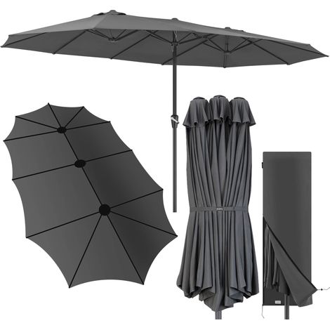 Kingsleeve Sombrilla Doble 460 x 270 cm Protección UV 80+ Grande XXL Funda Protectora Manivela Ovalada Impermeable Jardín Terraza Parasol Antracita (1/9)