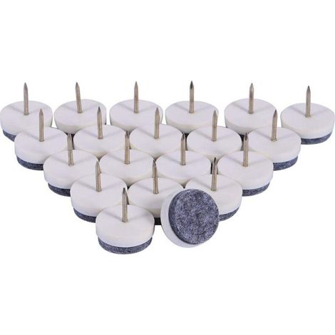 Ej.Life 20 pièces de Clous de Coussinet de Meuble, 24 mm à clouer Patins de Feutre à glissière Protecteurs de Sol pour Chaise de Meuble en Bois, tabourets et Pieds de Table(Blanc) (1/5)