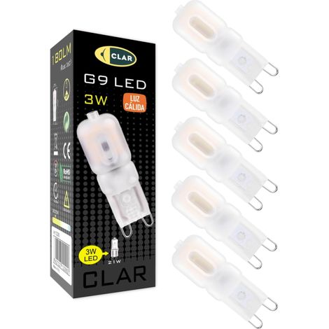 Ampoules LED G9, blanc chaud, LED halogène 3W 3000ºK (lot de 5) [Classe énergétique F]