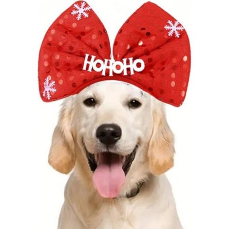 Noël Renne Chien Bandeau Chien Noël Elk Chien Bois Bandeaux Costume De Noël Chapeaux pour Chiens et Chats (Rouge) (1/5)
