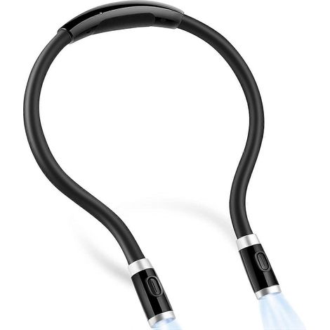 Leselampe für Nacken oder Bett, 3 Helligkeitsstufen, 2 flexible Arme aus weichem Silikon