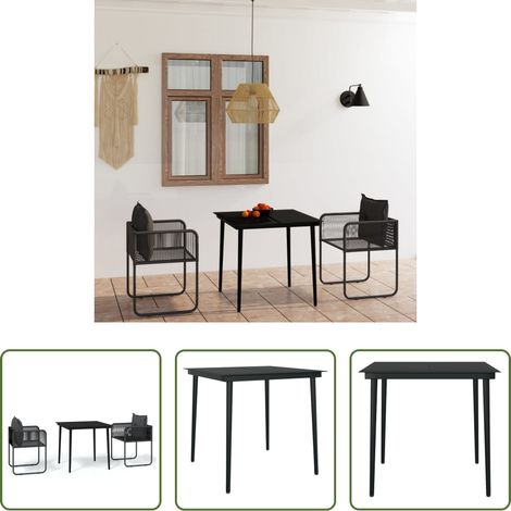 Table de jardin - Ensemble à manger de jardin 3 pcs Noir (1/5)