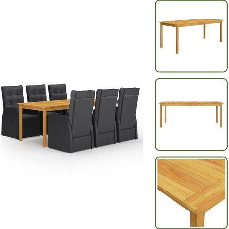 Cuscini per seduta - vidaXL Set da Pranzo da Giardino 7 pz Nero - Cuscini per schienale