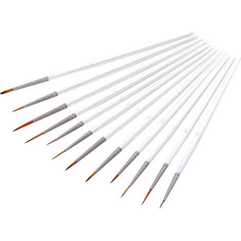 Brush Set - 12 Pcs Nylon Painting Brushes - For Watercolor Acrylic Oil Gouache Nail Art - Beginner To Professional Use - 12 Units (1/5)