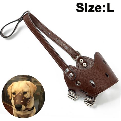 Muselière en cuir PU anti-morsure et anti-ingestion pour chiens de taille moyenne et grande, idéale pour contrôler les aboiements. Convient aux chiens de taille moyenne et grande.