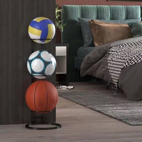 Support Ballon Foot, Rangement Ballon Vertical,Support Ballon Basket en Métal, Support de Basket-Ball,Porte Ballon Basket Amovible (1/5)