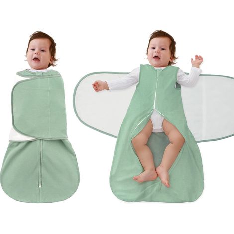 Baby Sleeping Bag, 1 Tog Sleeping Bag, 0-12 Months, 100% Cotton, Adjustable Swaddling Sleeping Bag for Baby Room, Night Blanket Multi-Coloured (1/5)