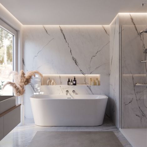 Schulte Badewanne Rio mit Fußgestell, Ablauf und Schürze - 170x75 cm, aus hochwertigem Sanitäracryl, Weiß glänzend, Komplettset