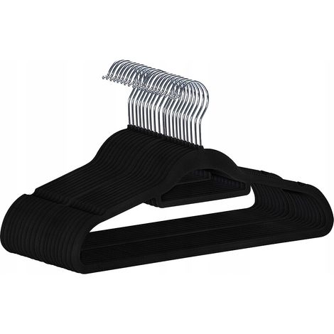 Maxi-Samtkleiderbügel, 50er-Set, schwarz