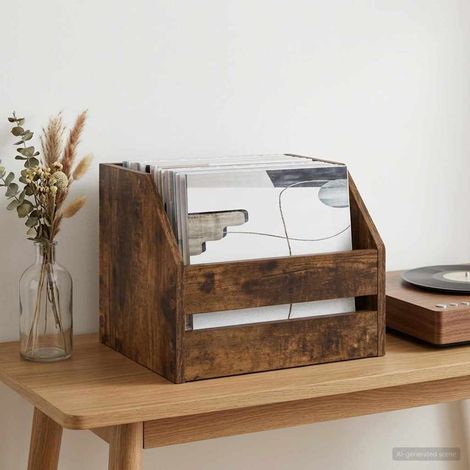 vidaXL Boîte d'albums vinyles Chêne fumé 38 x 30 x 29 cm (1/4)